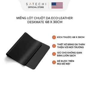 SATECHI Miếng lót chuột da cỡ lớn thuần chay Vegan-Leather 68x31CM chống nước, chầy xước