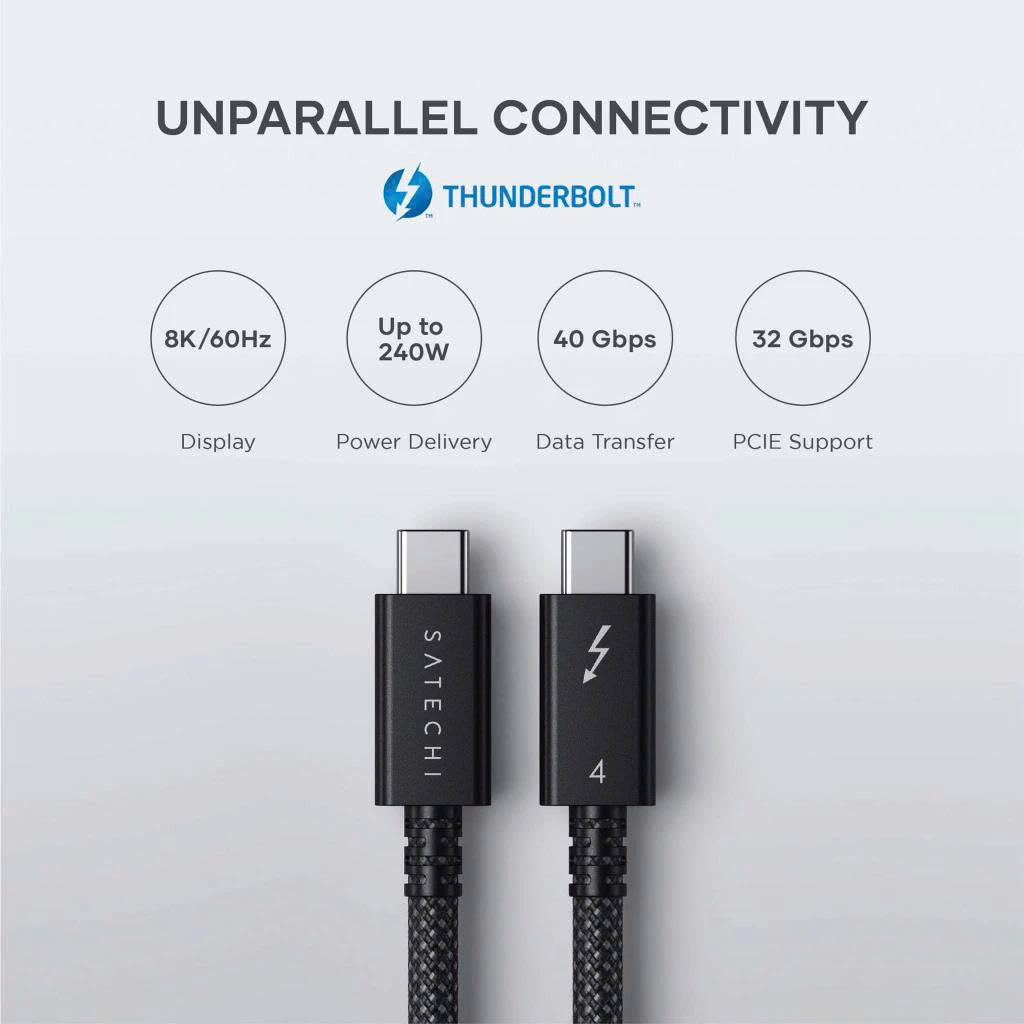 SATECHI Cáp sạc nhanh Thunderbolt 4, dài 1 mét