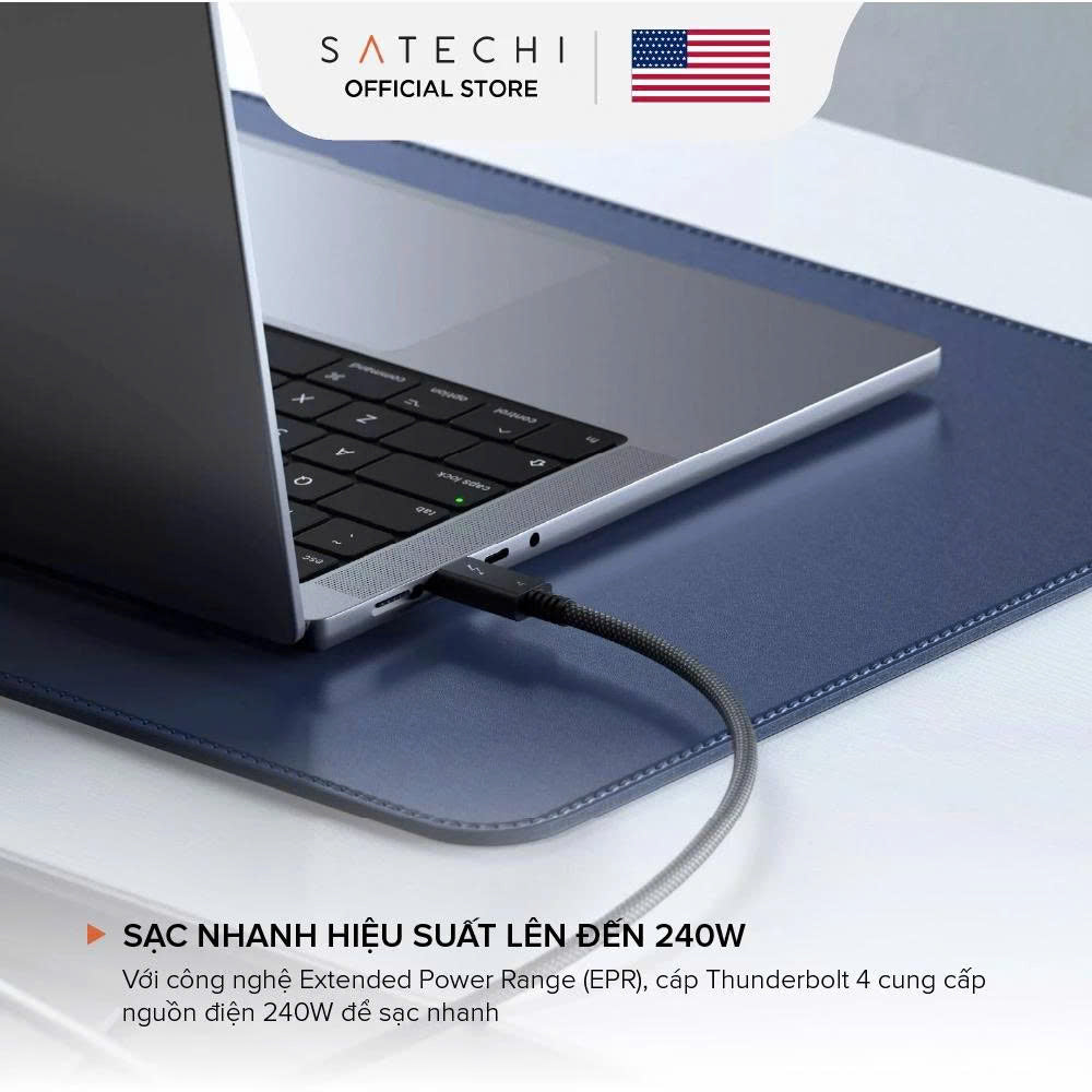 SATECHI Cáp sạc nhanh Thunderbolt 4, dài 1 mét