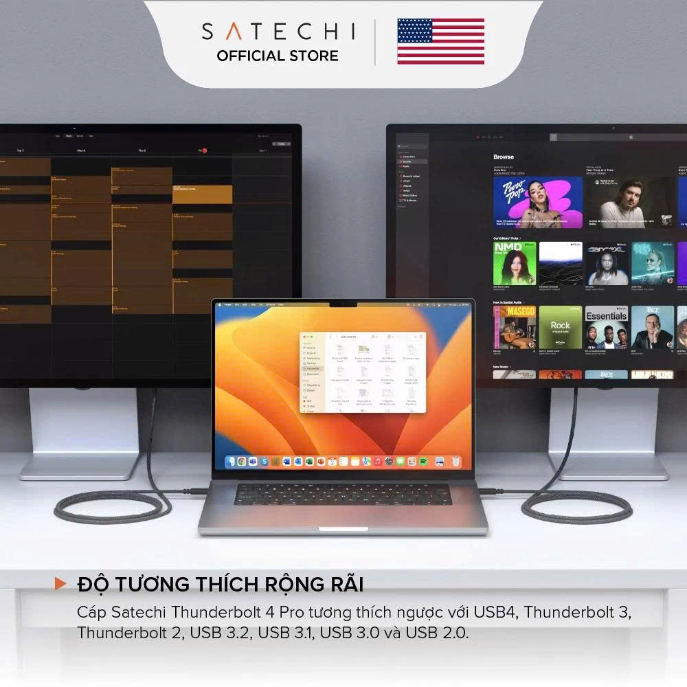 SATECHI Cáp sạc nhanh Thunderbolt 4, dài 1 mét