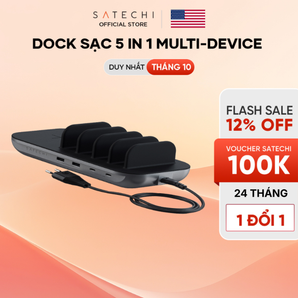 Dock sạc 5in1 Satechi hỗ trợ sạc không dây chuẩn Qi 10W