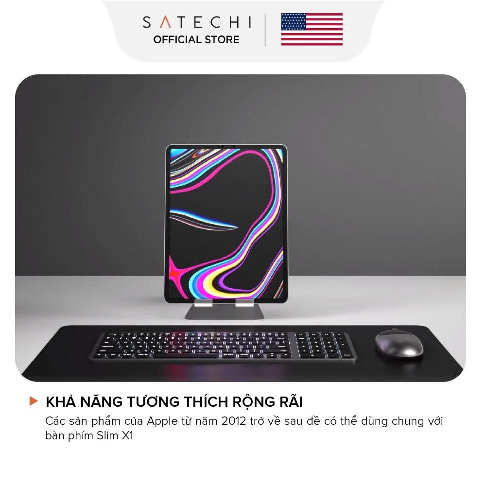 Bàn phím bluetooth Satechi Slim X1/X2/X3 Kết nối Blutooth 3 thiết bị, Pin dùng 45 ngày