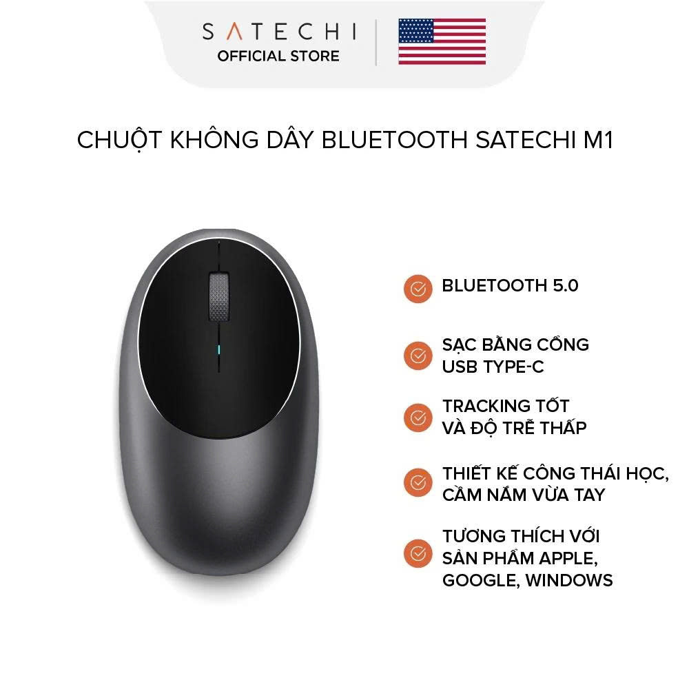 [THƯƠNG HIỆU MỸ] SATECHI Chuột không dây bluetooth M1