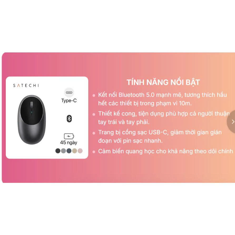[THƯƠNG HIỆU MỸ] SATECHI Chuột không dây bluetooth M1